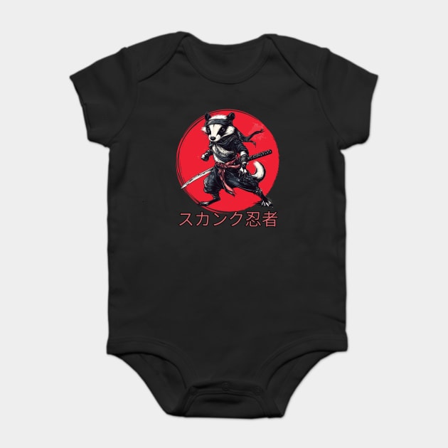 Skunk Ninja Warrior Design | Unique Samurai Animal Art with Japanese Style Baby Bodysuit by WarFX Designs
